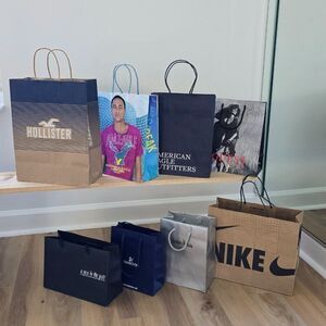 8 Vintage Shopping Paper Bags Hollister Guess American Eagle Swarovski Nike